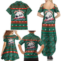 Bulgaria Christmas Family Matching Summer Maxi Dress and Hawaiian Shirt with Green-Red Theme, Golden Lion, and Santa Sleigh Motif - Wonder Print Shop