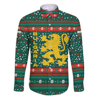 Bulgaria Christmas Family Matching Summer Maxi Dress and Hawaiian Shirt with Green-Red Theme, Golden Lion, and Santa Sleigh Motif - Wonder Print Shop