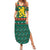 Bulgaria Christmas Family Matching Summer Maxi Dress and Hawaiian Shirt with Green-Red Theme, Golden Lion, and Santa Sleigh Motif - Wonder Print Shop