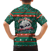Bulgaria Christmas Family Matching Tank Maxi Dress and Hawaiian Shirt with Green-Red Theme, Golden Lion, and Santa Sleigh Motif - Wonder Print Shop