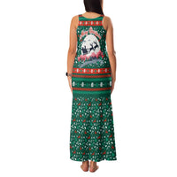 Bulgaria Christmas Family Matching Tank Maxi Dress and Hawaiian Shirt with Green-Red Theme, Golden Lion, and Santa Sleigh Motif - Wonder Print Shop