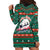 Bulgaria Christmas Hoodie Dress with Green-Red Theme, Golden Lion, and Santa Sleigh Motif - Wonder Print Shop