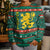 Bulgaria Christmas Kid Ugly Christmas Sweater with Green-Red Theme, Golden Lion, and Santa Sleigh Motif - Wonder Print Shop