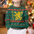 Bulgaria Christmas Kid Ugly Christmas Sweater with Green-Red Theme, Golden Lion, and Santa Sleigh Motif - Wonder Print Shop