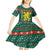 Bulgaria Christmas Kid Short Sleeve Dress with Green-Red Theme, Golden Lion, and Santa Sleigh Motif - Wonder Print Shop