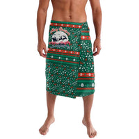 Bulgaria Christmas Lavalava with Green-Red Theme, Golden Lion, and Santa Sleigh Motif - Wonder Print Shop