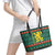 Bulgaria Christmas Leather Tote Bag with Green-Red Theme, Golden Lion, and Santa Sleigh Motif - Wonder Print Shop