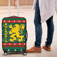 Bulgaria Christmas Luggage Cover with Green-Red Theme, Golden Lion, and Santa Sleigh Motif - Wonder Print Shop