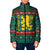 Bulgaria Christmas Padded Jacket with Green-Red Theme, Golden Lion, and Santa Sleigh Motif - Wonder Print Shop