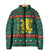 Bulgaria Christmas Padded Jacket with Green-Red Theme, Golden Lion, and Santa Sleigh Motif - Wonder Print Shop