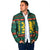 Bulgaria Christmas Padded Jacket with Green-Red Theme, Golden Lion, and Santa Sleigh Motif - Wonder Print Shop