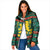 Bulgaria Christmas Padded Jacket with Green-Red Theme, Golden Lion, and Santa Sleigh Motif - Wonder Print Shop