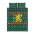 Bulgaria Christmas Quilt Bed Set with Green-Red Theme, Golden Lion, and Santa Sleigh Motif - Wonder Print Shop