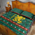Bulgaria Christmas Quilt Bed Set with Green-Red Theme, Golden Lion, and Santa Sleigh Motif - Wonder Print Shop