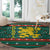 Bulgaria Christmas Round Carpet with Green-Red Theme, Golden Lion, and Santa Sleigh Motif - Wonder Print Shop