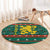 Bulgaria Christmas Round Carpet with Green-Red Theme, Golden Lion, and Santa Sleigh Motif - Wonder Print Shop