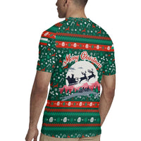 Bulgaria Christmas Rugby Jersey with Green-Red Theme, Golden Lion, and Santa Sleigh Motif - Wonder Print Shop