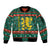 Bulgaria Christmas Sleeve Zip Bomber Jacket with Green-Red Theme, Golden Lion, and Santa Sleigh Motif - Wonder Print Shop