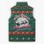 Bulgaria Christmas Sleeveless Puffer Jacket with Green-Red Theme, Golden Lion, and Santa Sleigh Motif - Wonder Print Shop