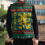 Bulgaria Christmas Sleeveless Puffer Jacket with Green-Red Theme, Golden Lion, and Santa Sleigh Motif - Wonder Print Shop