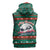 Bulgaria Christmas Sleeveless Zip Hoodie with Green-Red Theme, Golden Lion, and Santa Sleigh Motif - Wonder Print Shop