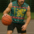 Bulgaria Christmas Sleeveless Zip Hoodie with Green-Red Theme, Golden Lion, and Santa Sleigh Motif - Wonder Print Shop