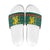 Bulgaria Christmas Slide Sandals with Green-Red Theme, Golden Lion, and Santa Sleigh Motif - Wonder Print Shop