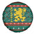 Bulgaria Christmas Spare Tire Cover with Green-Red Theme, Golden Lion, and Santa Sleigh Motif - Wonder Print Shop