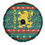 Bulgaria Christmas Spare Tire Cover with Green-Red Theme, Golden Lion, and Santa Sleigh Motif - Wonder Print Shop