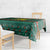 Bulgaria Christmas Tablecloth with Green-Red Theme, Golden Lion, and Santa Sleigh Motif - Wonder Print Shop