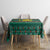 Bulgaria Christmas Tablecloth with Green-Red Theme, Golden Lion, and Santa Sleigh Motif - Wonder Print Shop