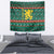 Bulgaria Christmas Tapestry with Green-Red Theme, Golden Lion, and Santa Sleigh Motif - Wonder Print Shop