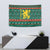 Bulgaria Christmas Tapestry with Green-Red Theme, Golden Lion, and Santa Sleigh Motif - Wonder Print Shop