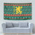 Bulgaria Christmas Tapestry with Green-Red Theme, Golden Lion, and Santa Sleigh Motif - Wonder Print Shop