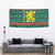 Bulgaria Christmas Tapestry with Green-Red Theme, Golden Lion, and Santa Sleigh Motif - Wonder Print Shop