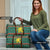 Bulgaria Christmas Travel Bag with Green-Red Theme, Golden Lion, and Santa Sleigh Motif - Wonder Print Shop