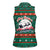 Bulgaria Christmas Women Sleeveless Polo Shirt with Green-Red Theme, Golden Lion, and Santa Sleigh Motif - Wonder Print Shop