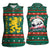 Bulgaria Christmas Women Sleeveless Polo Shirt with Green-Red Theme, Golden Lion, and Santa Sleigh Motif - Wonder Print Shop