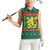 Bulgaria Christmas Women Sleeveless Polo Shirt with Green-Red Theme, Golden Lion, and Santa Sleigh Motif - Wonder Print Shop