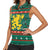 Bulgaria Christmas Women Sleeveless Polo Shirt with Green-Red Theme, Golden Lion, and Santa Sleigh Motif - Wonder Print Shop
