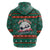 Bulgaria Christmas Zip Hoodie with Green-Red Theme, Golden Lion, and Santa Sleigh Motif - Wonder Print Shop