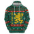 Bulgaria Christmas Zip Hoodie with Green-Red Theme, Golden Lion, and Santa Sleigh Motif - Wonder Print Shop