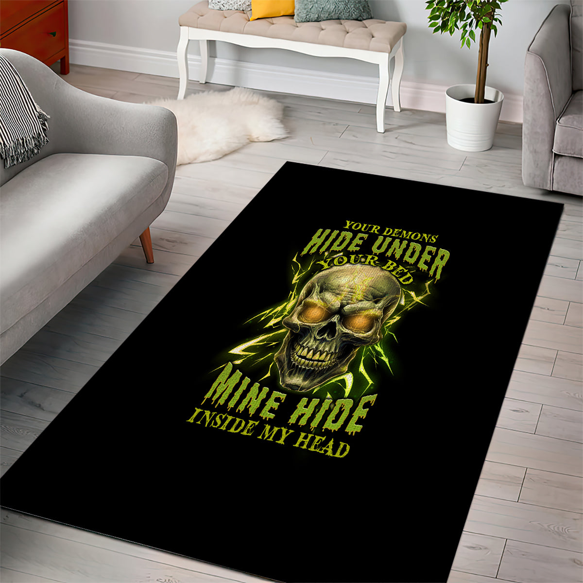Your Demons Hide Under Your Bed Area Rug - Wonder Print Shop