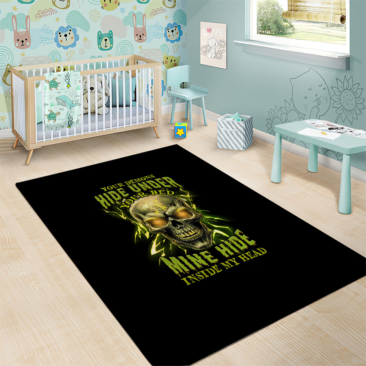 Your Demons Hide Under Your Bed Area Rug - Wonder Print Shop