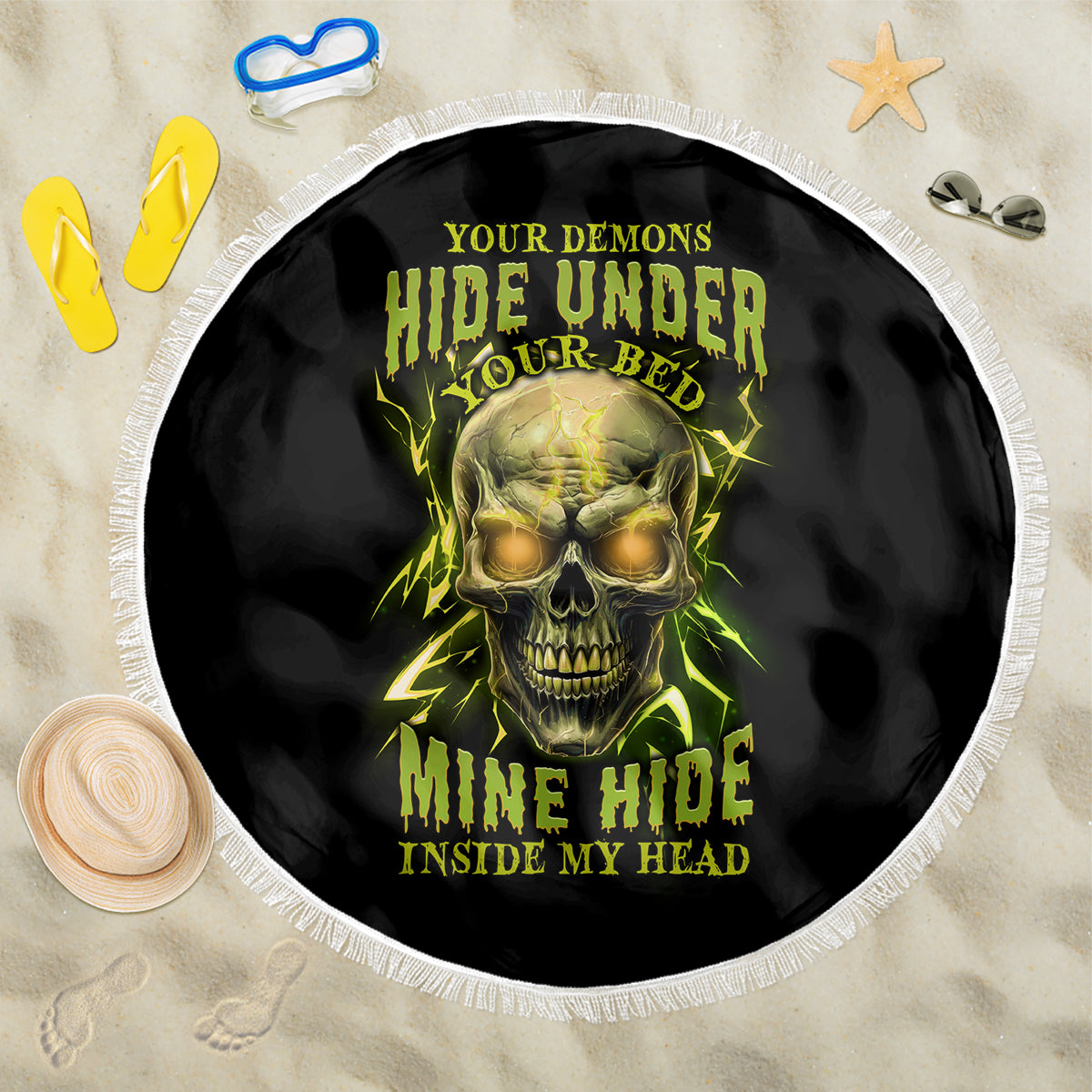 Your Demons Hide Under Your Bed Beach Blanket - Wonder Print Shop