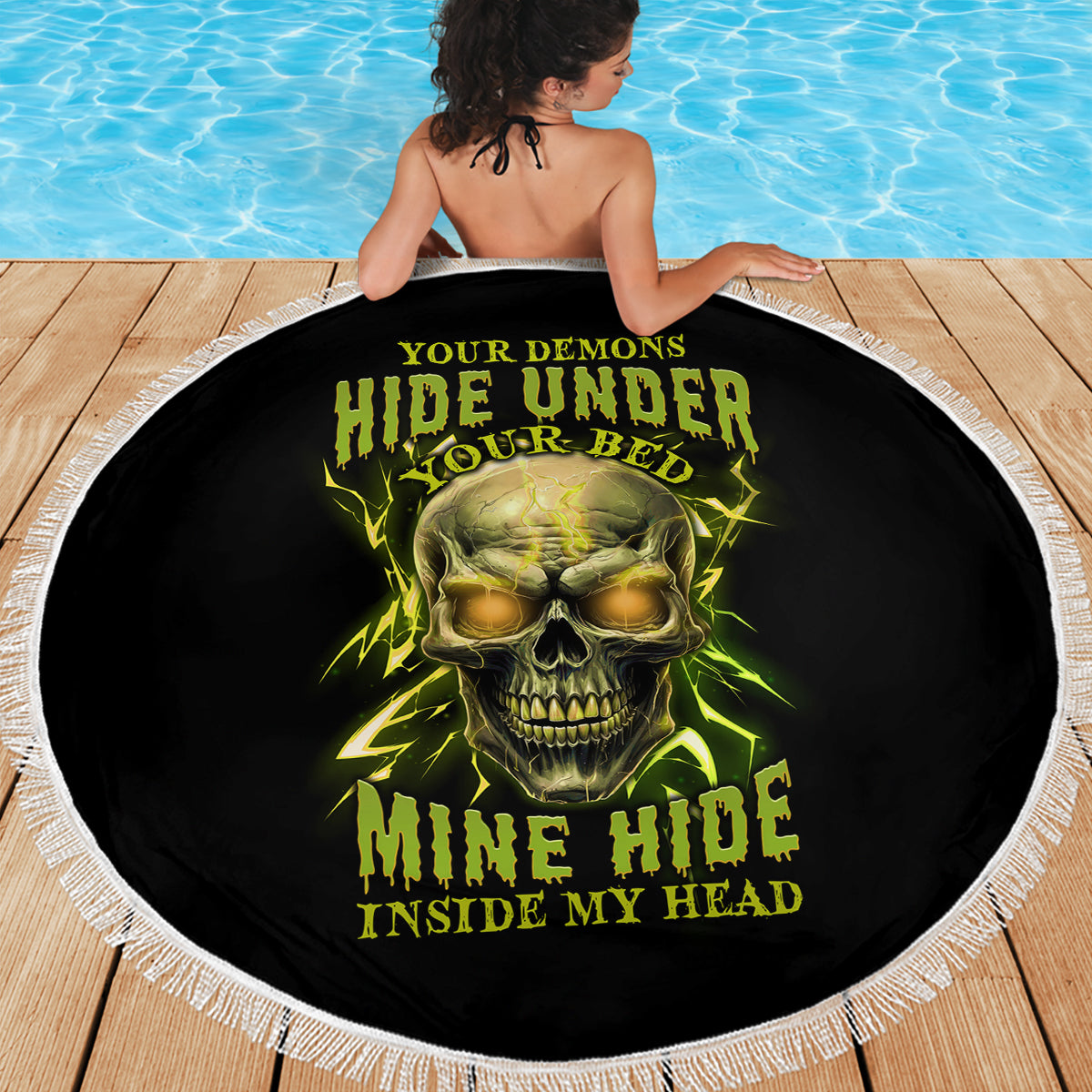 Your Demons Hide Under Your Bed Beach Blanket - Wonder Print Shop