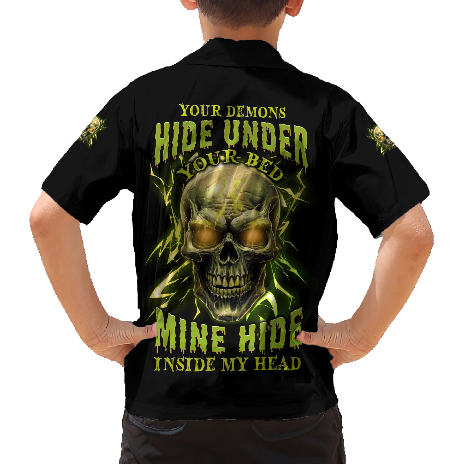 Your Demons Hide Under Your Bed Kid Hawaiian Shirt - Wonder Print Shop
