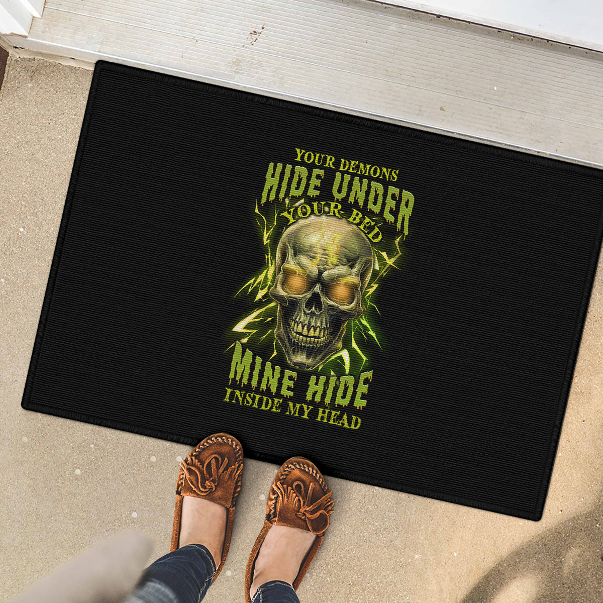 Your Demons Hide Under Your Bed Rubber Doormat - Wonder Print Shop
