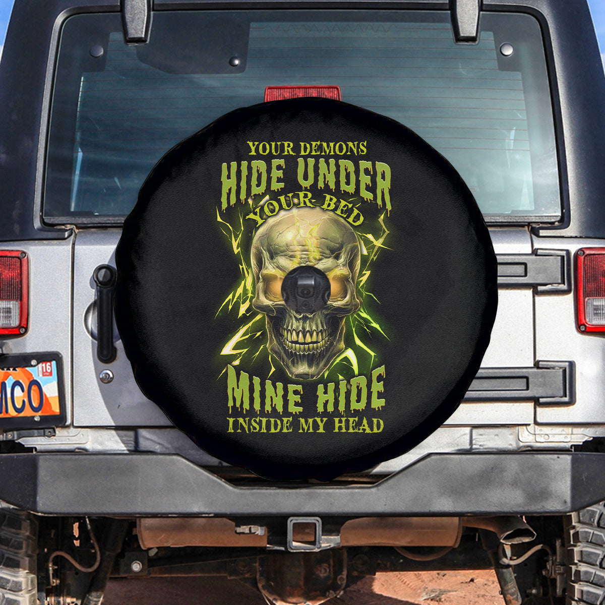 Your Demons Hide Under Your Bed Spare Tire Cover - Wonder Print Shop