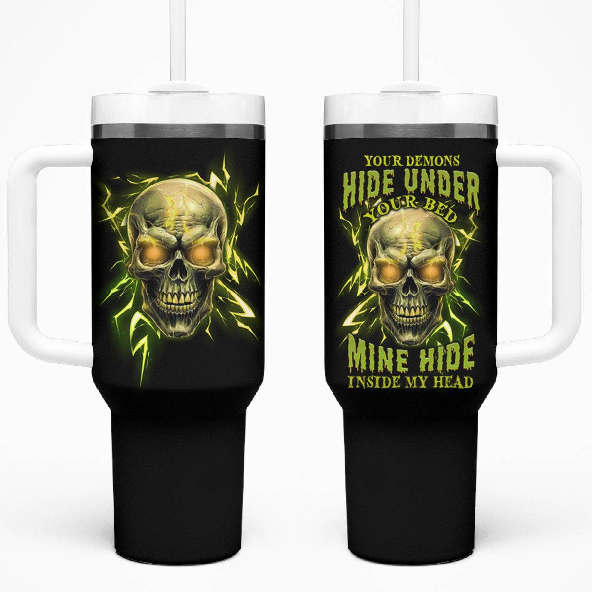Your Demons Hide Under Your Bed Tumbler With Handle - Wonder Print Shop